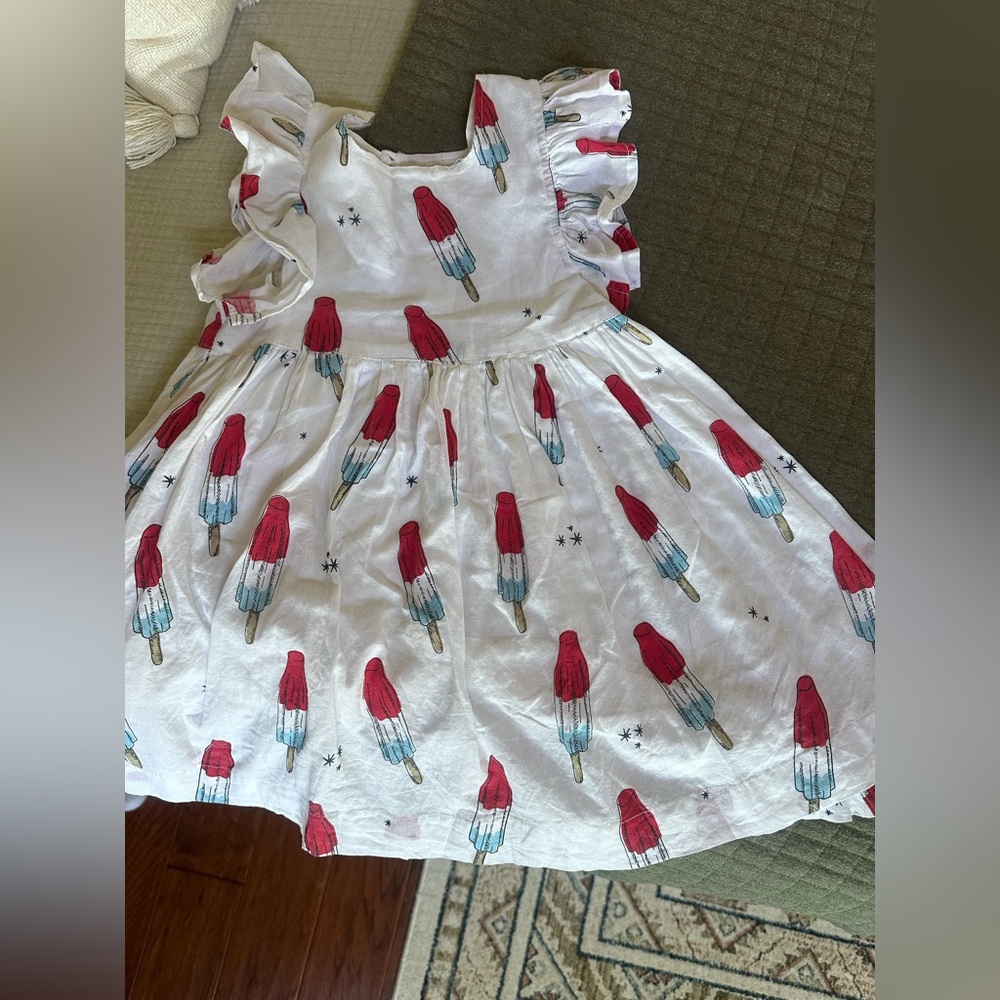 Pink Chicken Ice Pop Print Dress - White and Red